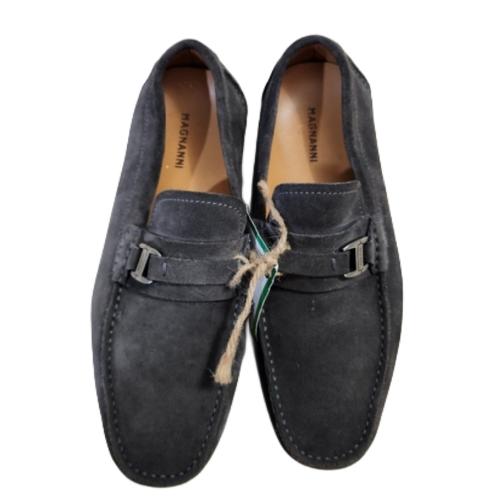 Magnanni Mens  Gray Suede Leather Loafers  Size 8 M